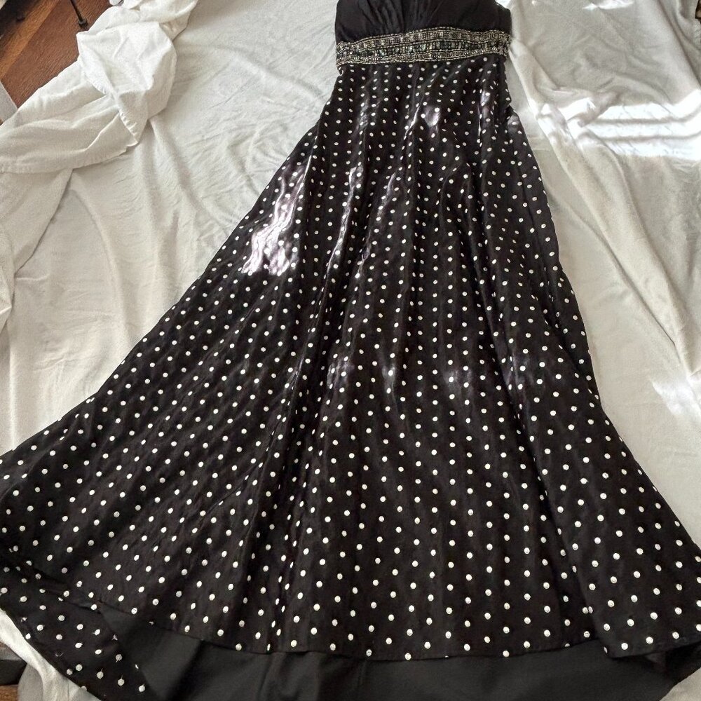 Formal Strapless beaded gown with lace up back